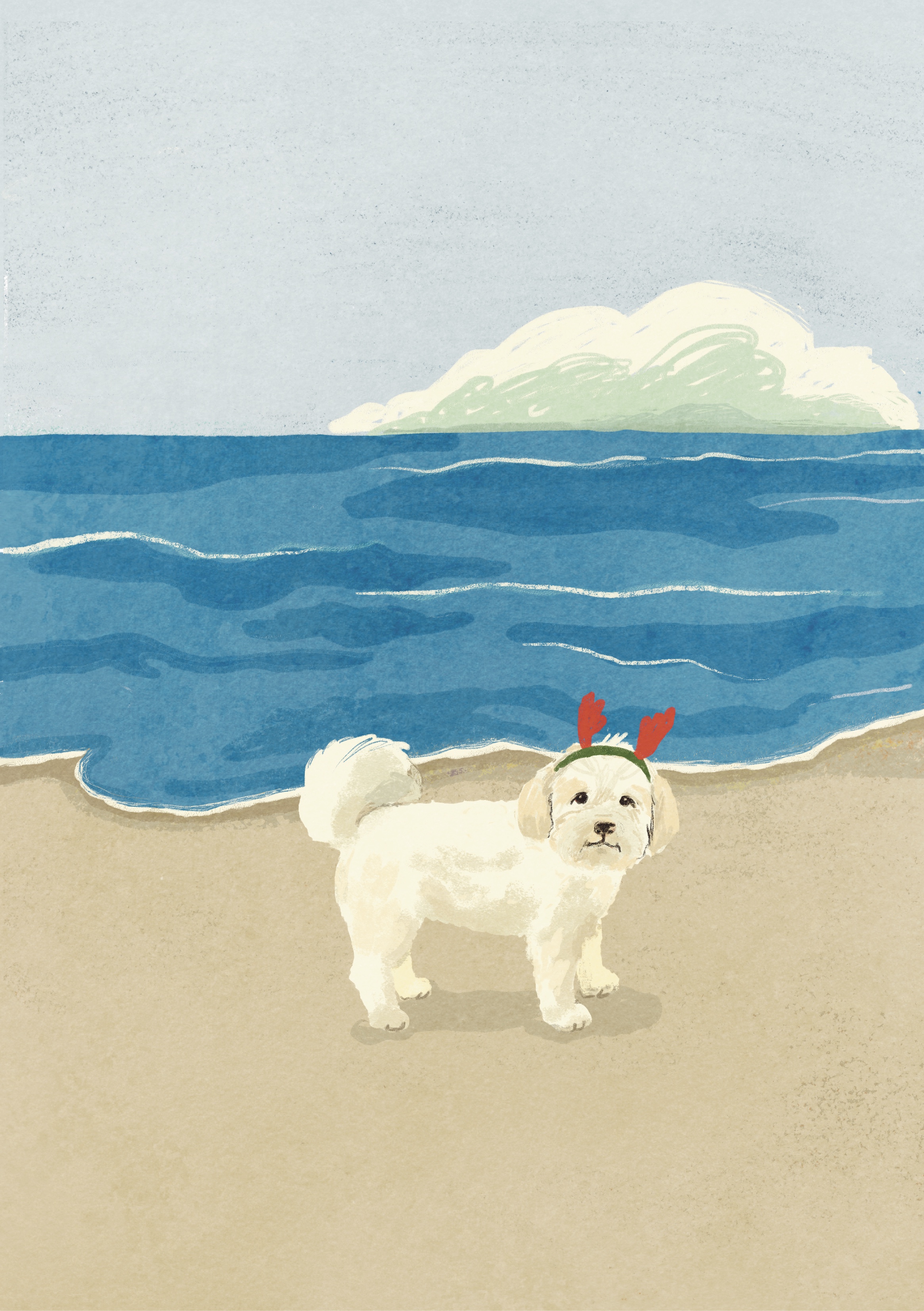 dog-portrait-at-the-beach-illustration-elizadrawstheline-eliza-brown-illustration